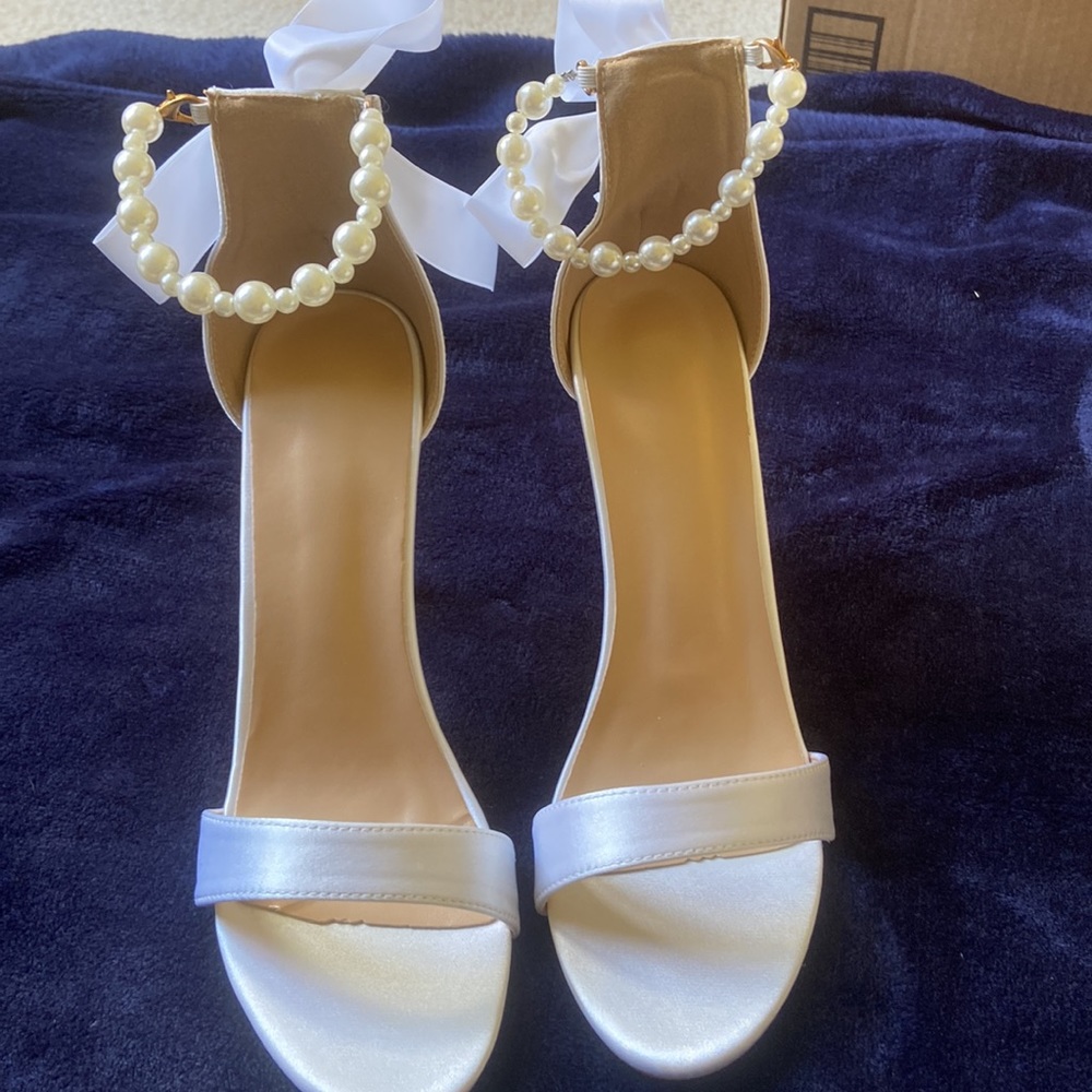 Silky white high heels